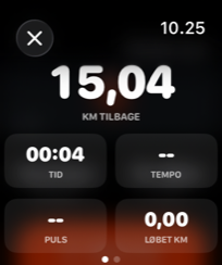 Runnr på Apple Watch viser distance tilbage under et løb